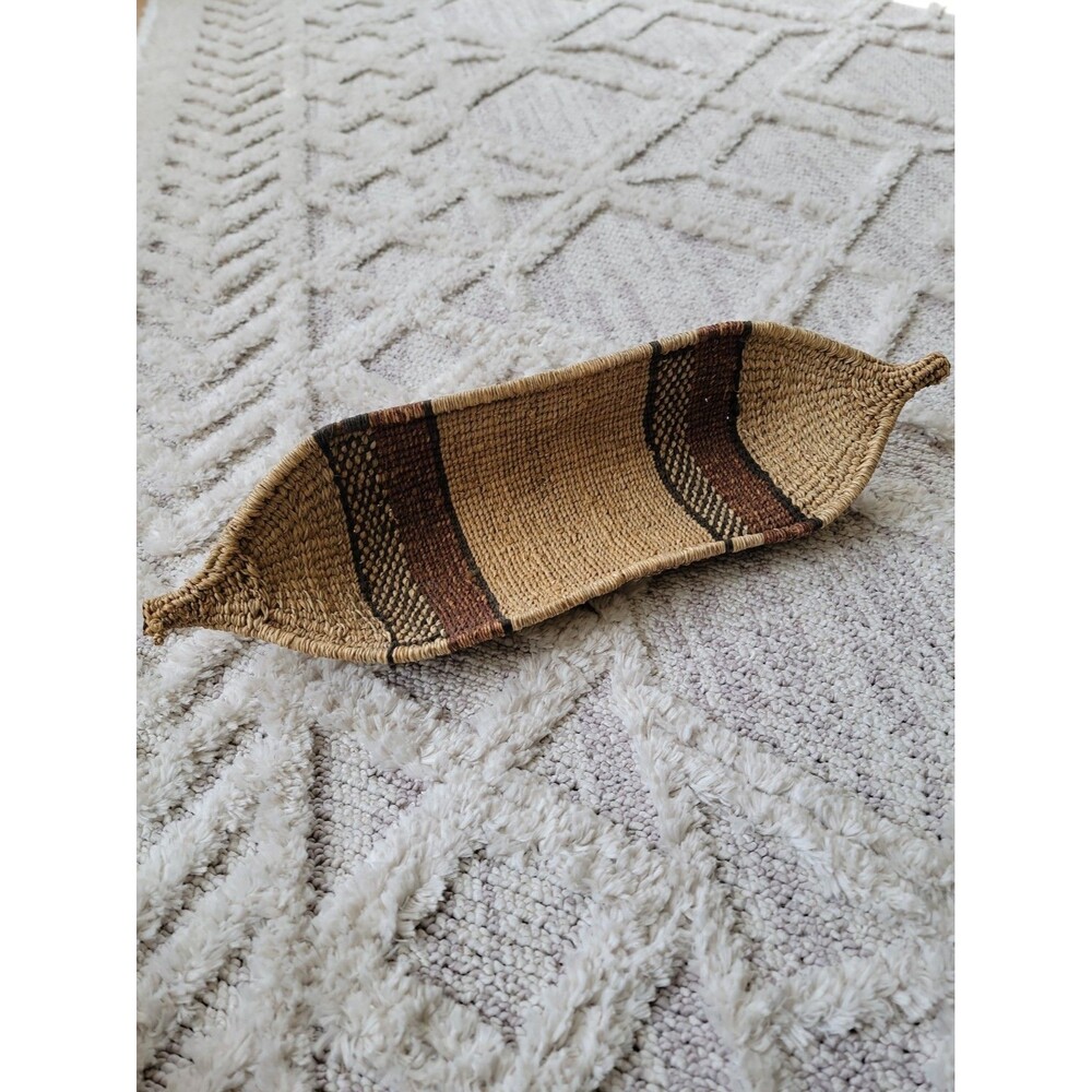 Ethiopian Handmade Gambela Seed Or Bread Basket Woven 22x6x4